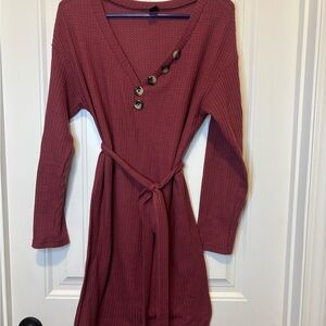 Rust Button-Down‎ Knit Dress